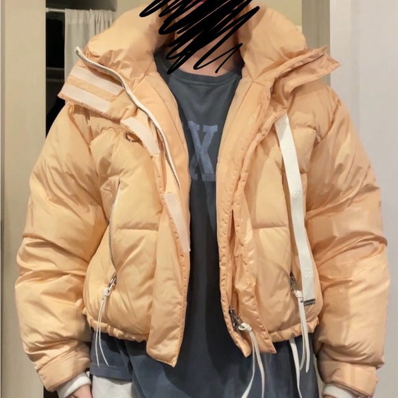 Shoreditch Ski Club Willow Short Puffer Jacket in Peach Size L NWOT - Picture 5 of 9
